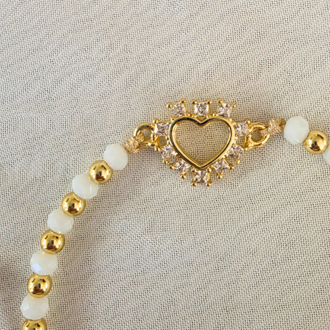 PULSERA CORAZÓN AJUSTABLE BLANCA