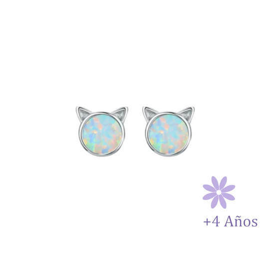 AROS GATITO ÓPALO PLATA TORNILLO CLÁSICO