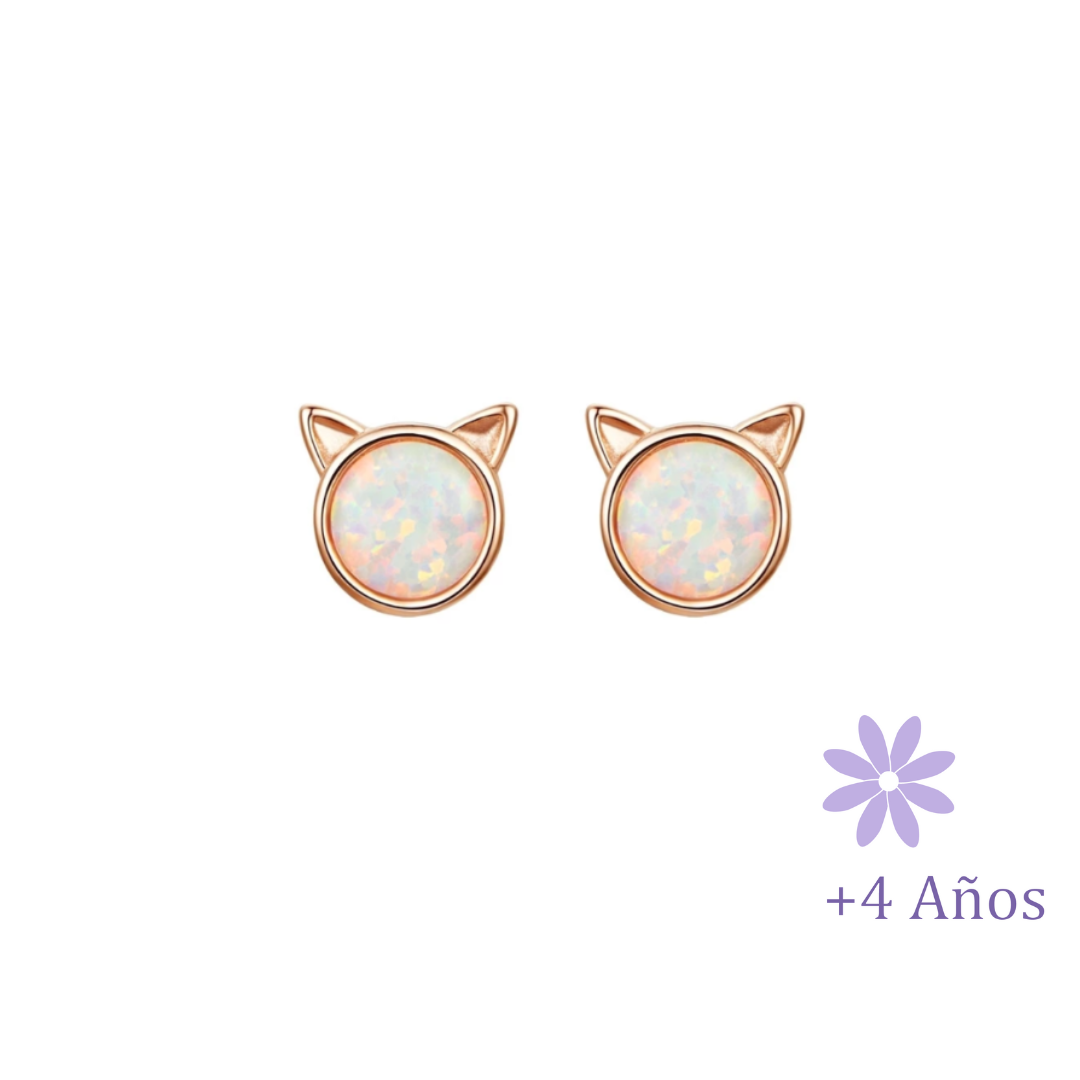 AROS GATITO ÓPALO ORO ROSA TORNILLO CLÁSICO