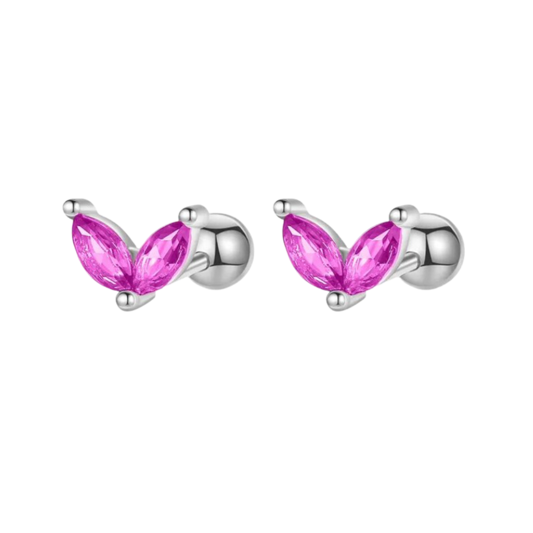 AROS PÉTALOS FUCSIA TORNILLO ROSCO PLATA 925