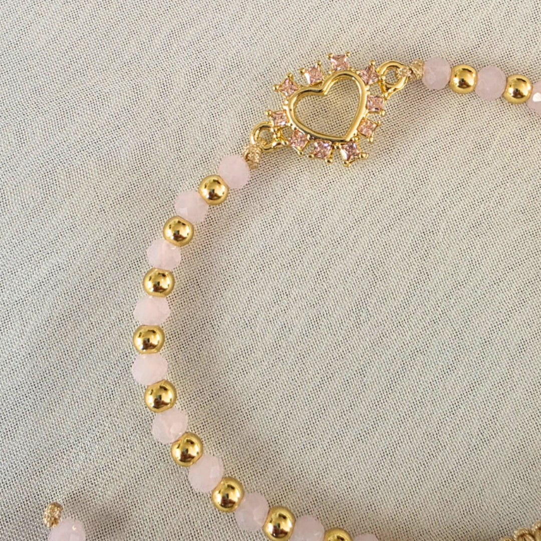 PULSERA CORAZÓN AJUSTABLE ROSA