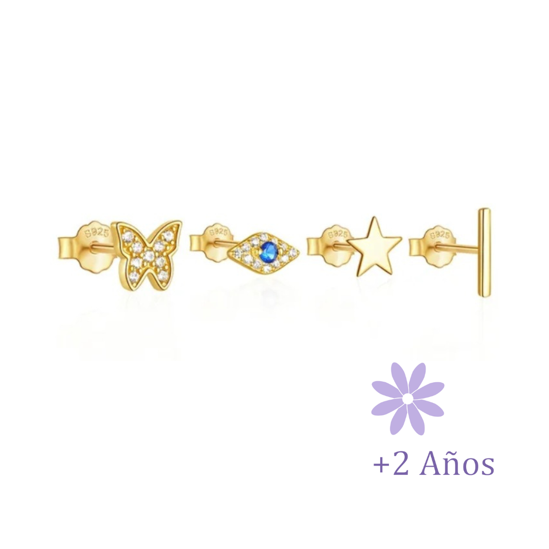 AROS SET PROTECCIÓN PLATA 925 CHAPADO EN ORO TORNILLO CLÁSICO