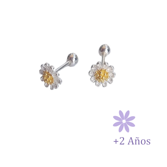 AROS FLOR MARGARITAS PEQUEÑAS TORNILLO ROSCO