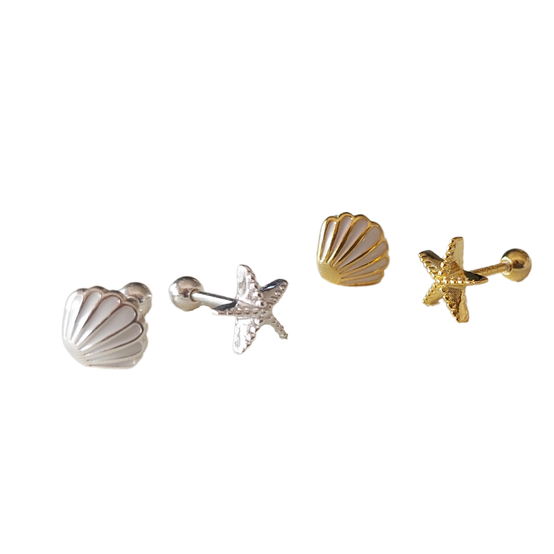 AROS CONCHITA Y ESTRELLITA DE MAR - MARGARITA JOYERIA INFANTIL
