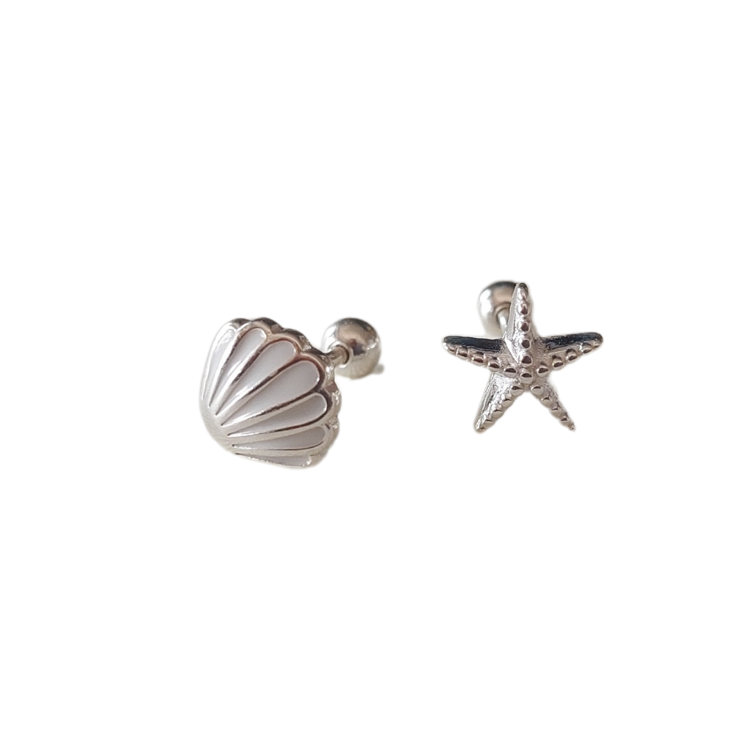 AROS CONCHITA Y ESTRELLITA DE MAR - MARGARITA JOYERIA INFANTIL