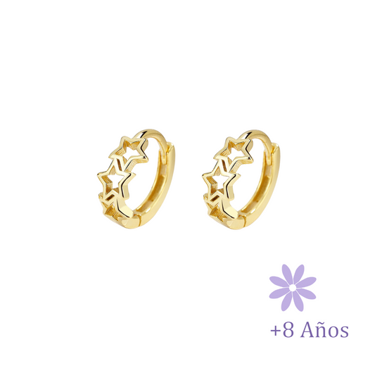 AROS ARGOLLA TRIO DE ESTRELLAS ORO