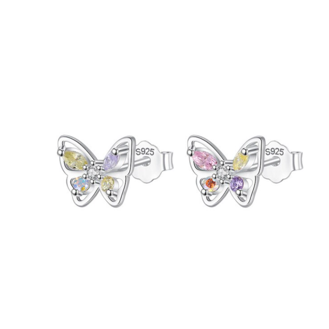 AROS MARIPOSA CIRCONES DE COLORES TORNILLO CLÁSICO