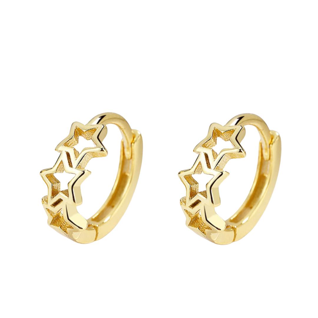 AROS ARGOLLA TRIO DE ESTRELLAS ORO