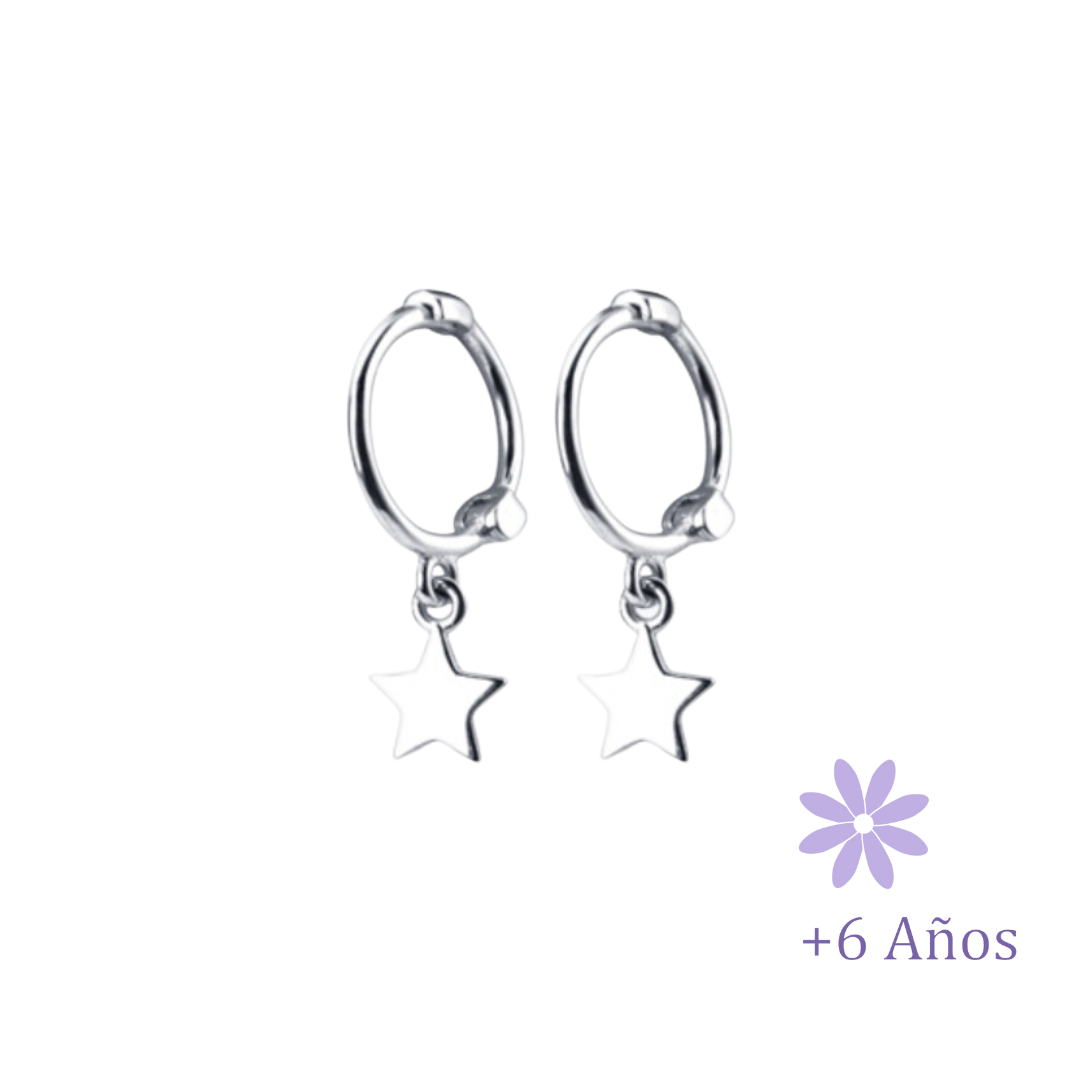 AROS ARGOLLA ESTRELLA COLGANTE PLATA