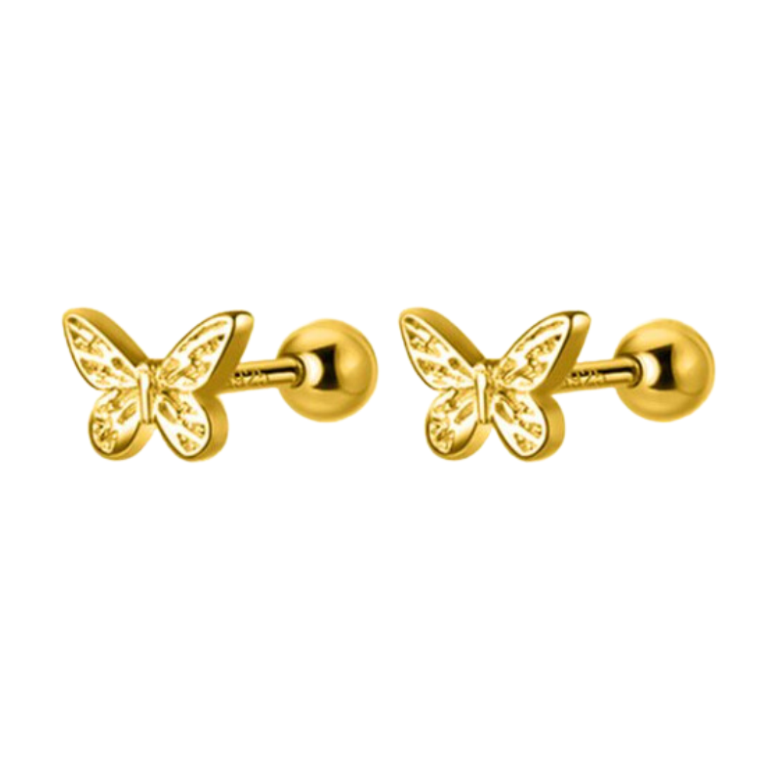 AROS MARIPOSA ORO TORNILLO ROSCO