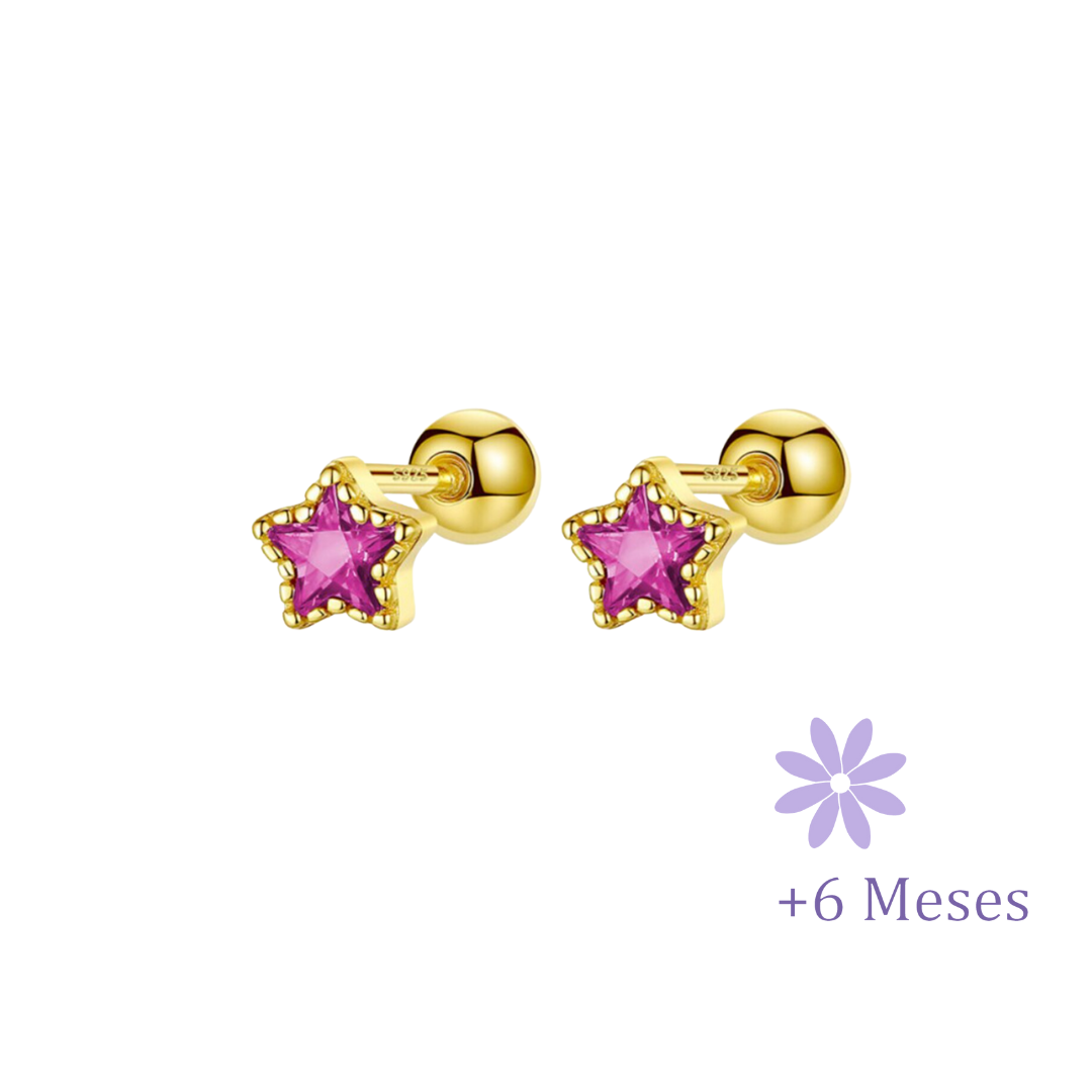 AROS ESTRELLA CIRCÓN ROSA CHAPADO ORO TORNILLO ROSCO