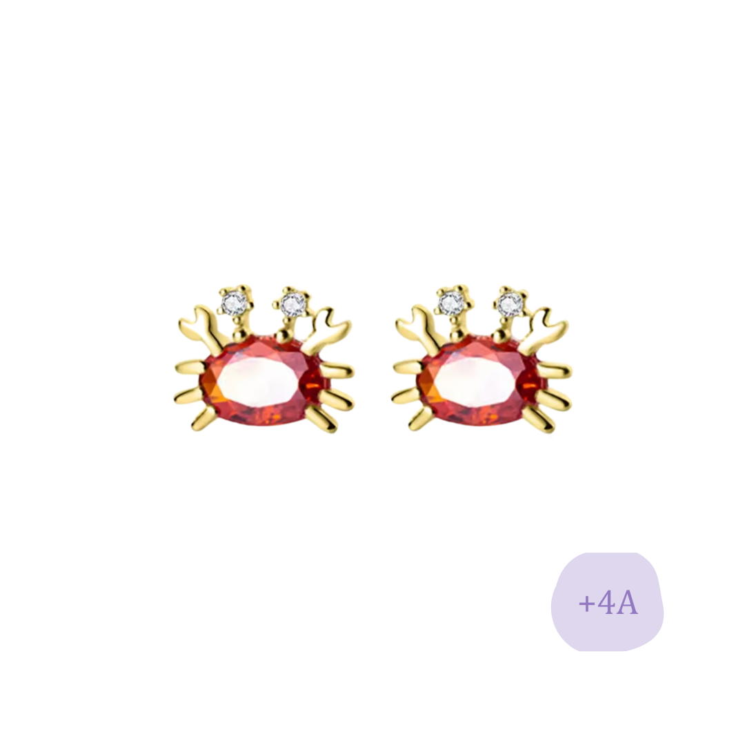 AROS CANGREJO PLATA 925 CHAPADO EN ORO Y CIRCONES TORNILLO CLÁSICO