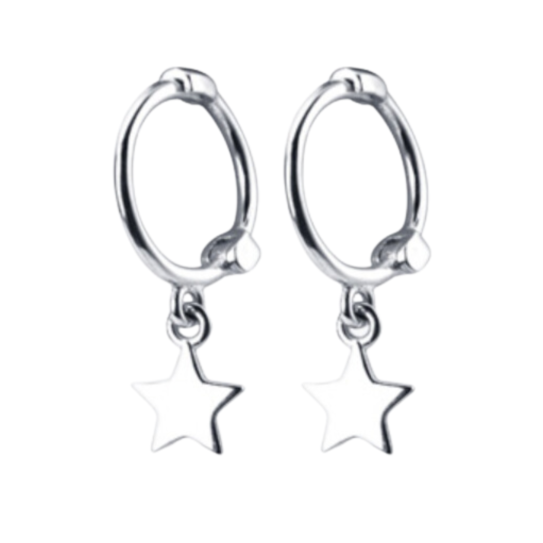 AROS ARGOLLA ESTRELLA COLGANTE PLATA