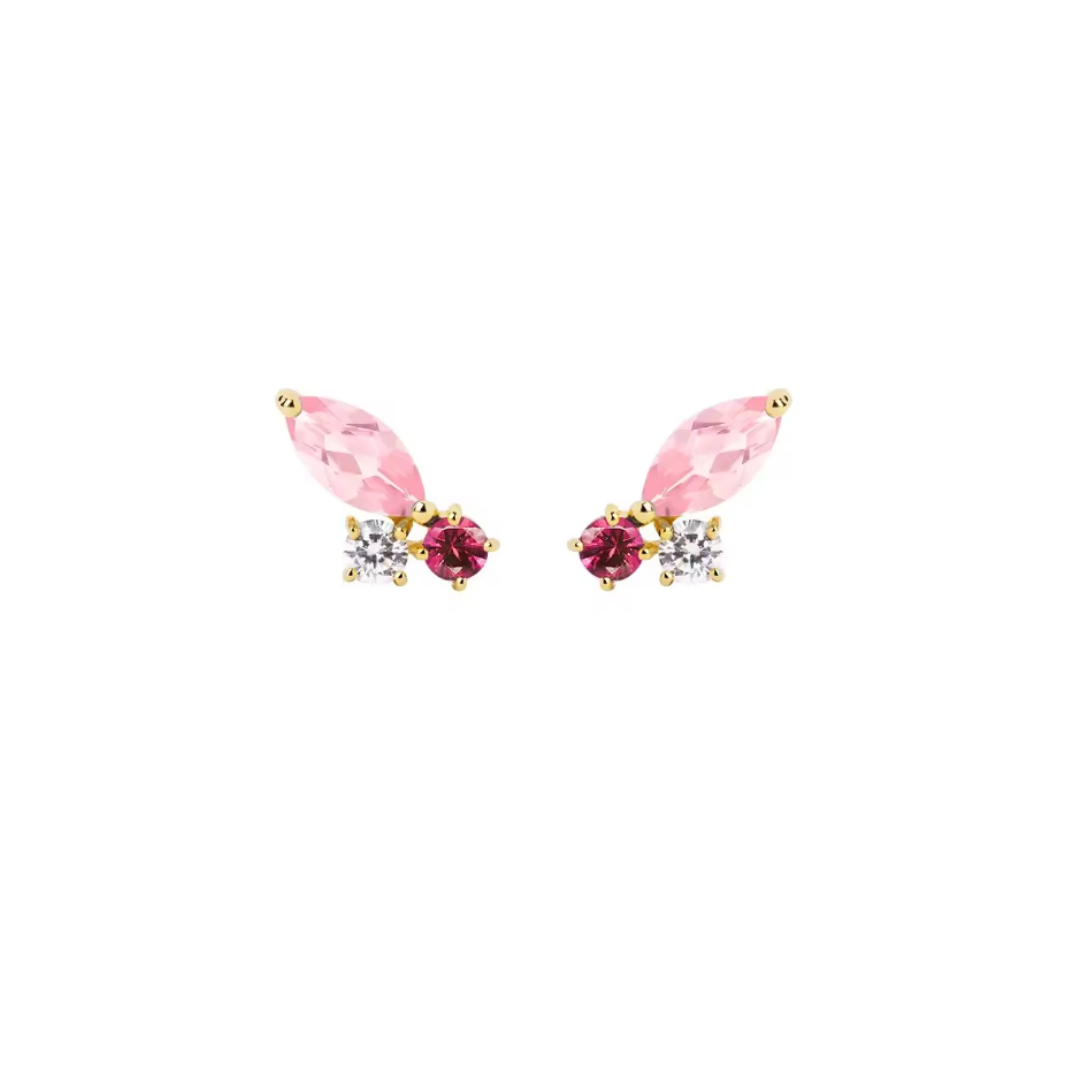 AROS SPARK FUCSIA CHAPADO ORO TORNILLO CLÁSICO