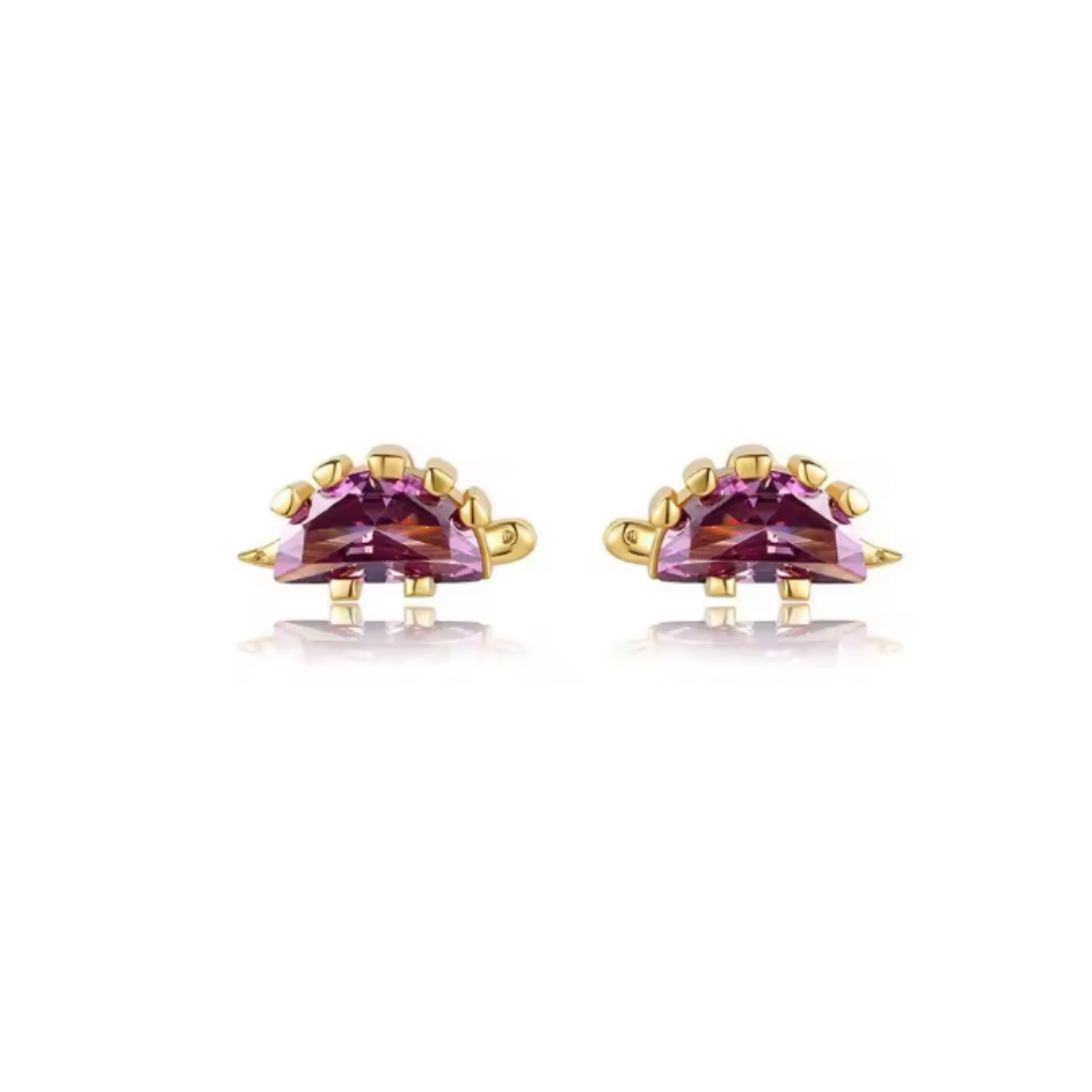 AROS DINOSAURIO CIRCÓN MORADO CHAPADO ORO TORNILLO CLÁSICO