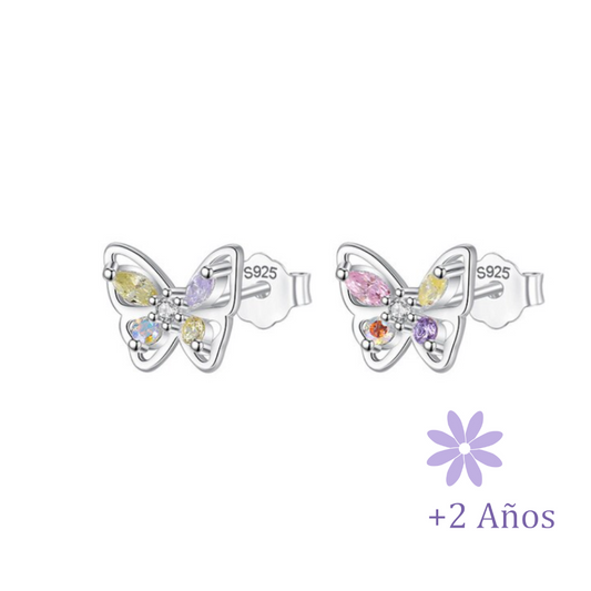 AROS MARIPOSA CIRCONES DE COLORES TORNILLO CLÁSICO