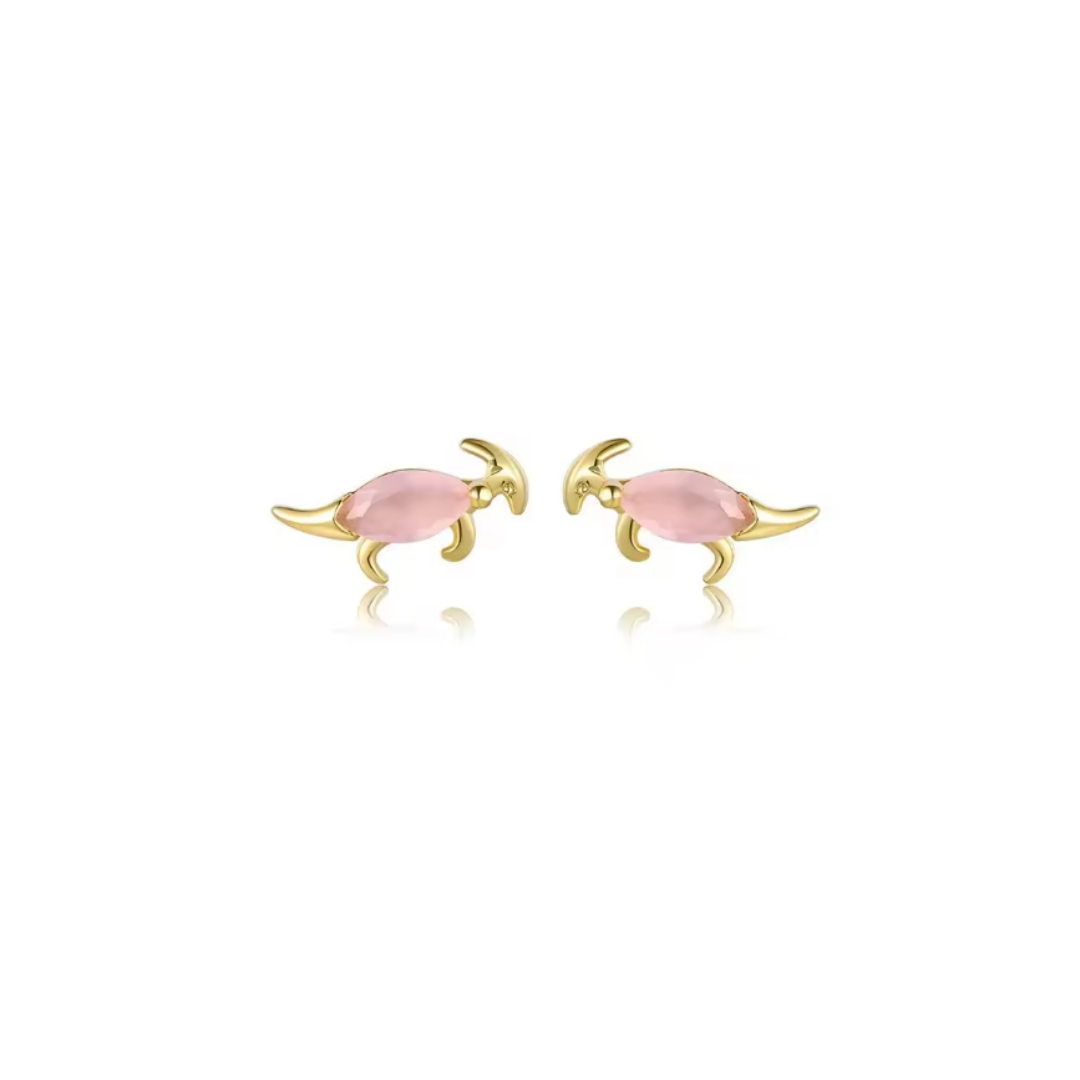 AROS DINOSAURIO CIRCÓN ROSA CHAPADO ORO TORNILLO CLÁSICO