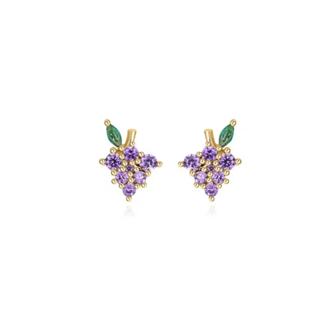 AROS UVAS CIRCONES CHAPADO ORO TORNILLO CLÁSICO