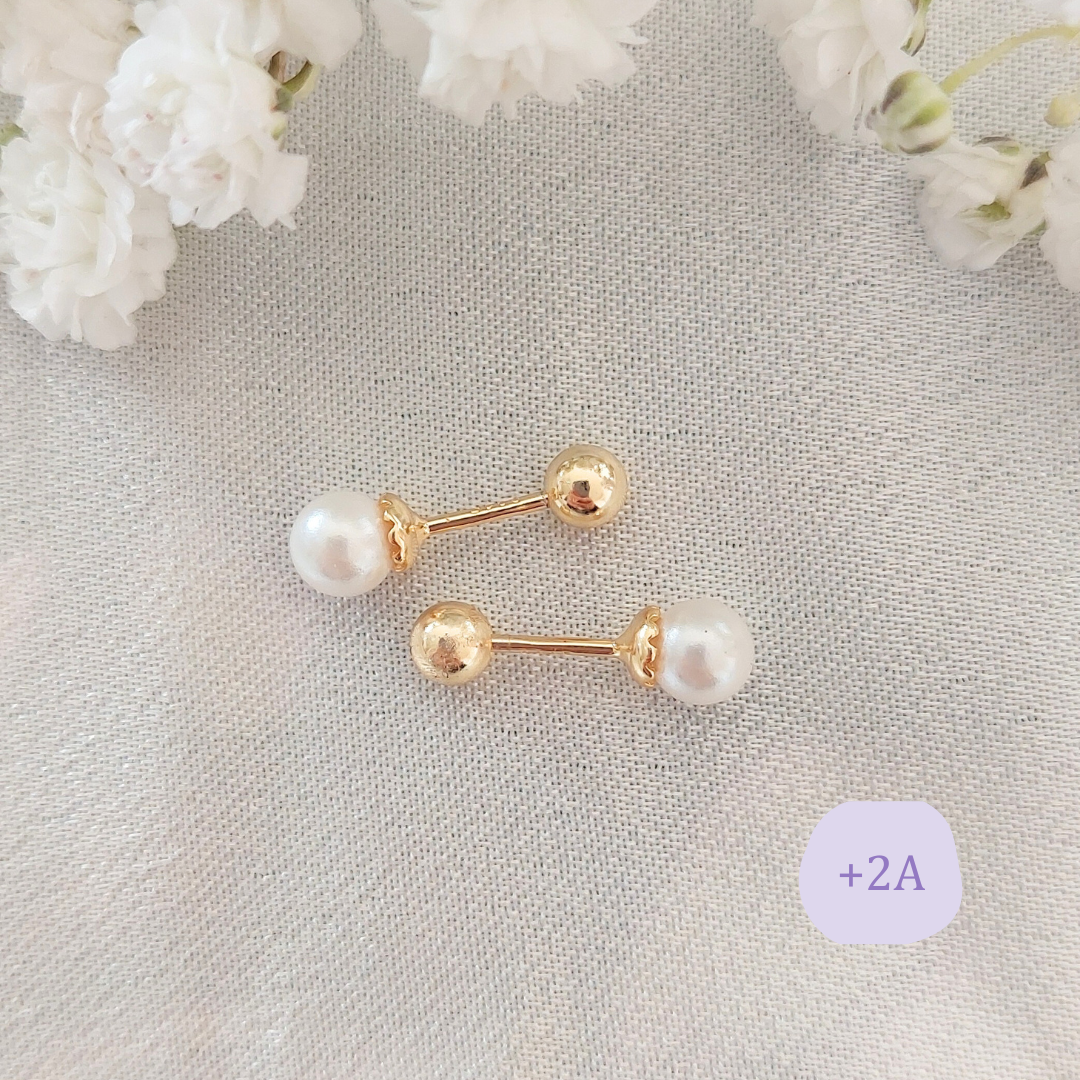AROS PERLITA ORO ENGASTE VINTAGE L TORNILLO ROSCO