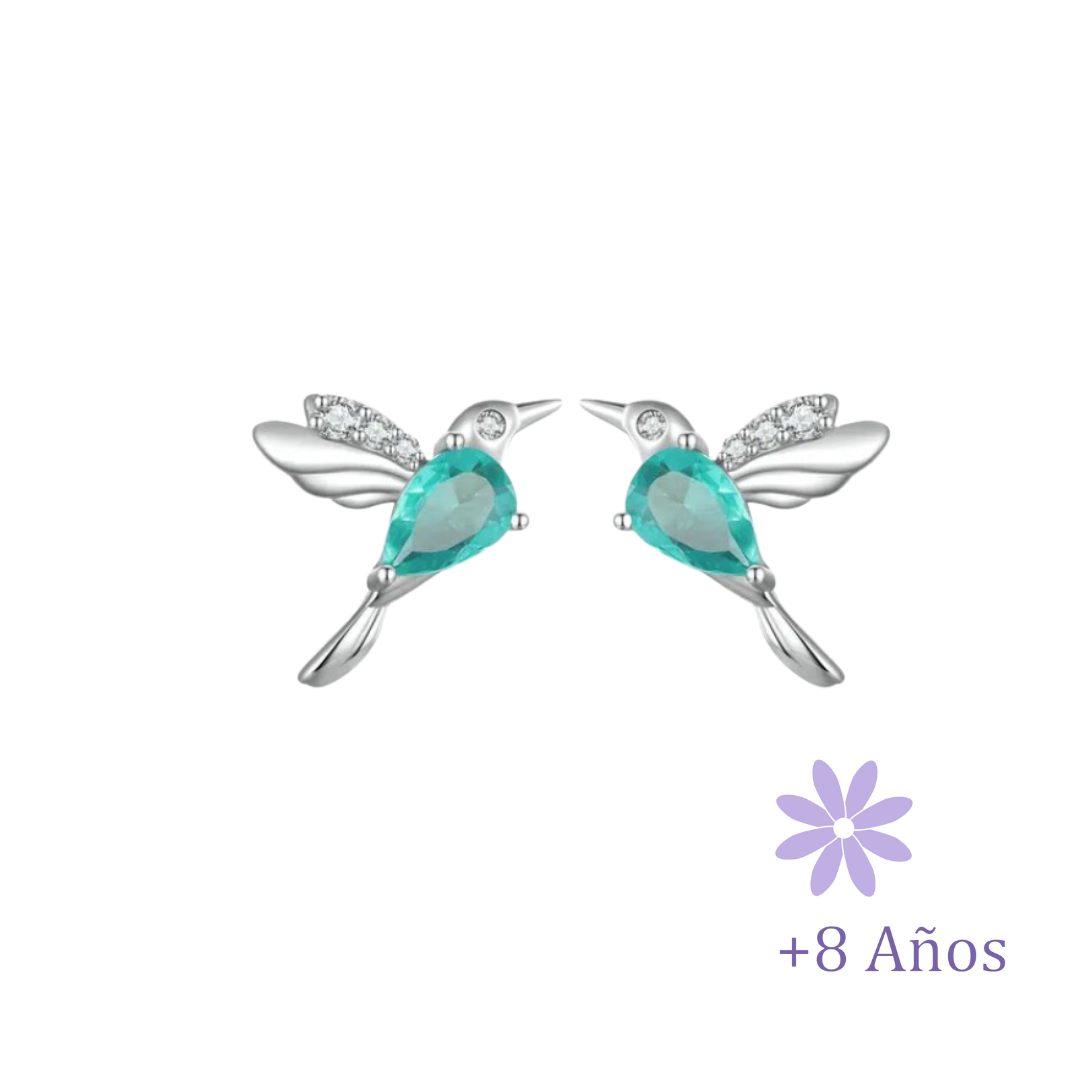 AROS COLIBRÍ PLATA 925 CIRCÓN ESMERALDA TORNILLO CLÁSICO