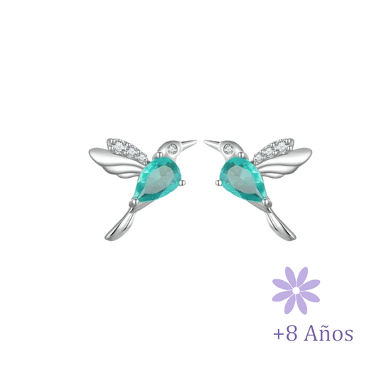 AROS COLIBRÍ PLATA 925 CIRCÓN ESMERALDA TORNILLO CLÁSICO