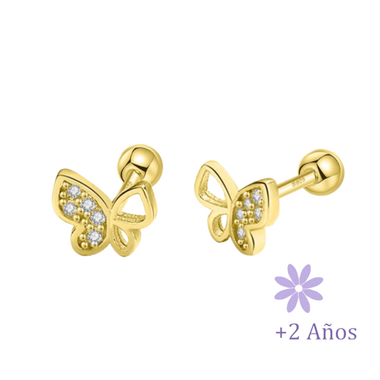 AROS MARIPOSA ALA CIRCÓN CHAPADO ORO TORNILLO ROSCO