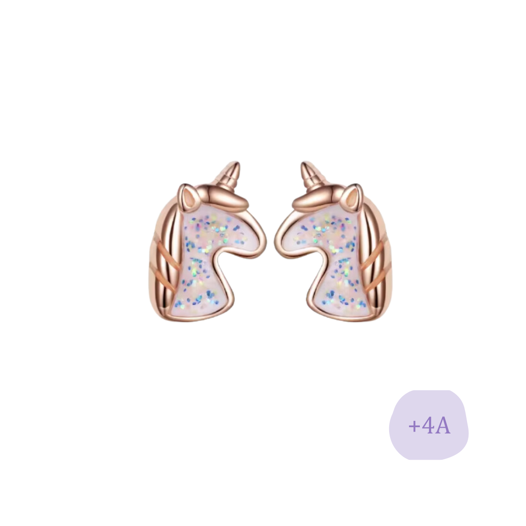 AROS UNICORNIO ORO ROSA BRILLOS TORNILLO CLÁSICO