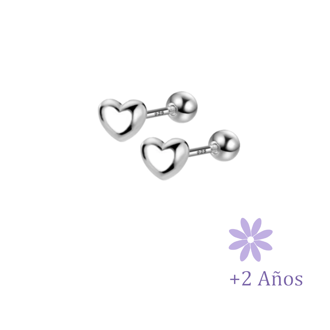 AROS CORAZON RELLENO GRANDE PLATA TORNILLO ROSCO