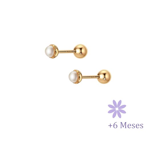 AROS PERLITA ORO ENGASTE VINTAGE XS TORNILLO ROSCO