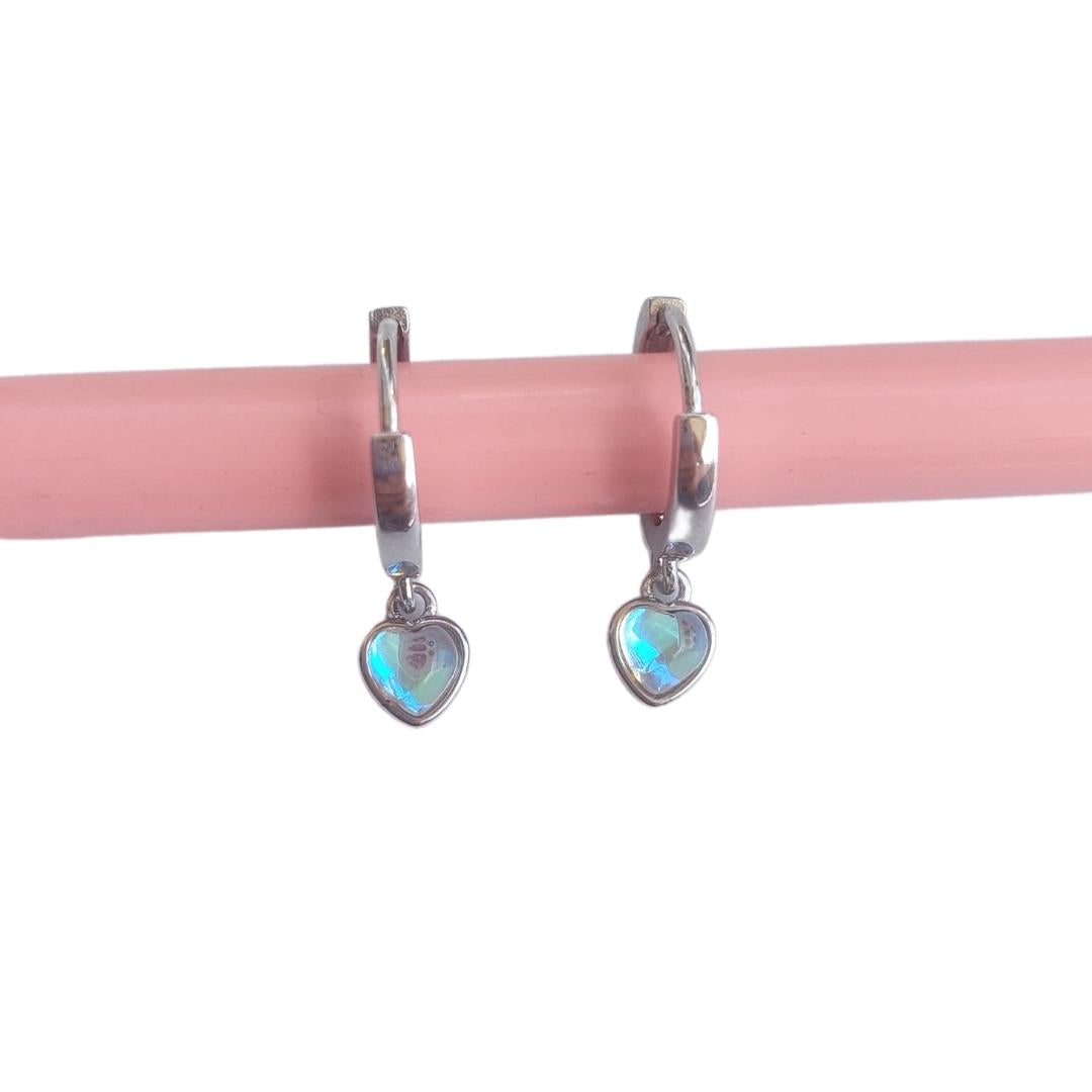 AROS ARGOLLITA CORAZON COLGANTE TRANSLUCIDO - MARGARITA JOYERIA INFANTIL