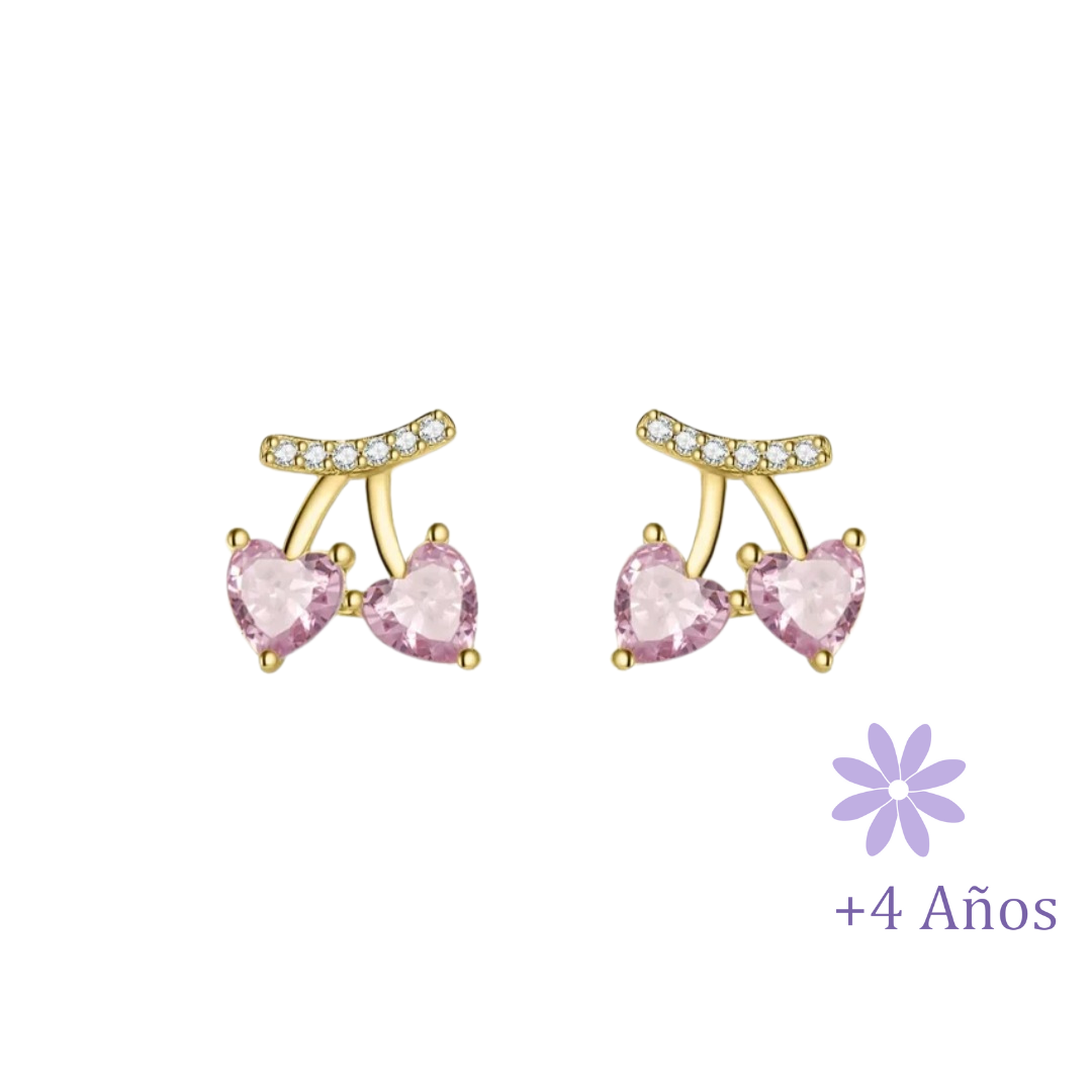 AROS CEREZAS ROSA CIRCONES CHAPADO EN ORO TORNILLO CLÁSICO