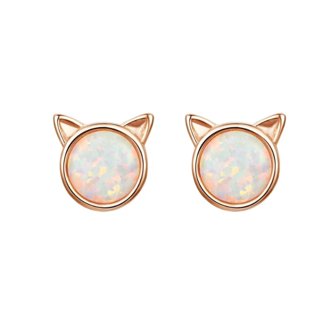 AROS GATITO ÓPALO - MARGARITA JOYERIA INFANTIL