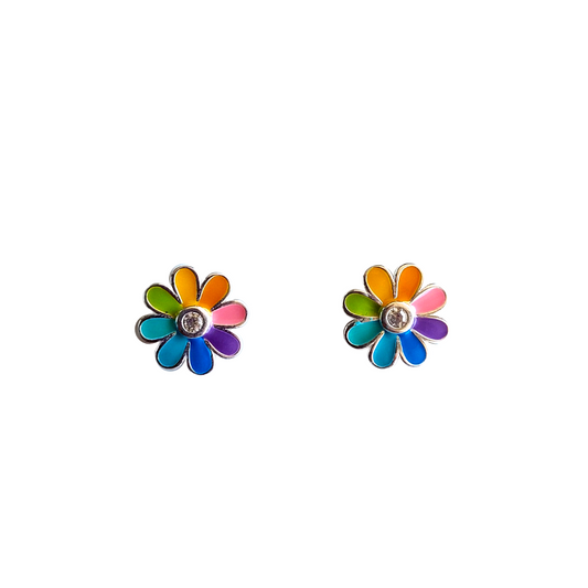 AROS FLOR MULTICOLOR - MARGARITA JOYERIA INFANTIL