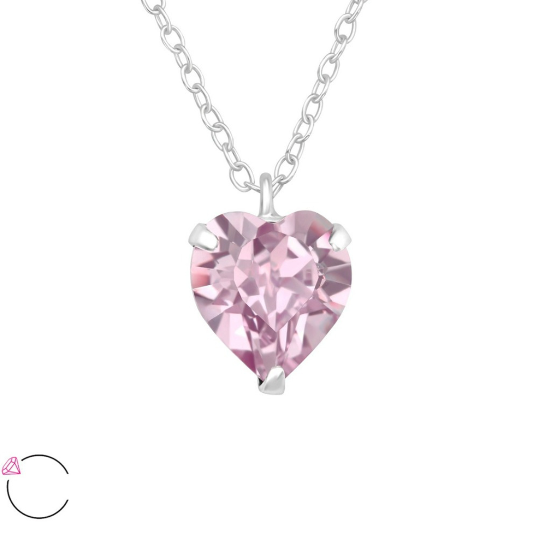 COLGANTE CORAZÓN DE CRISTAL ROSA - MARGARITA JOYERIA INFANTIL