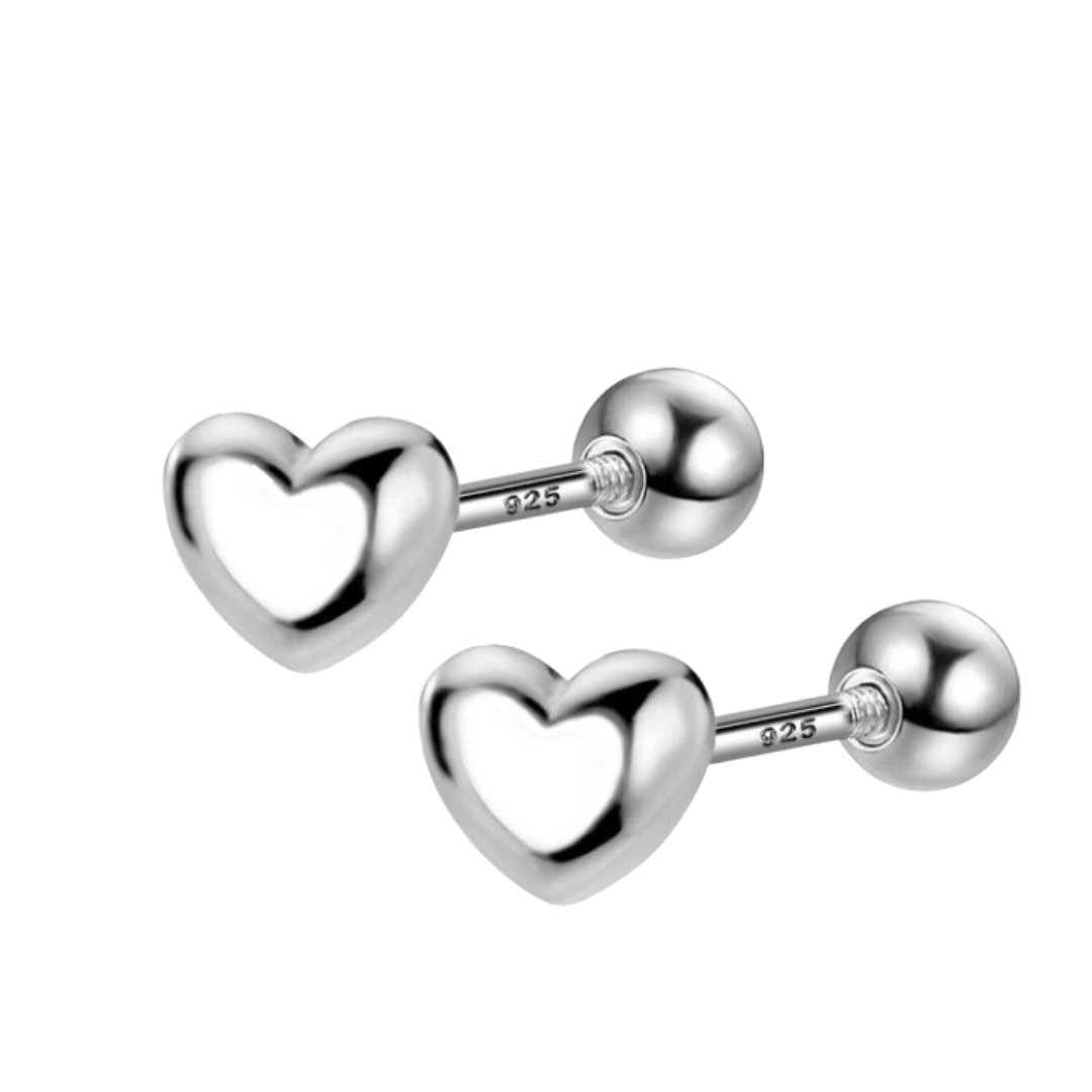 AROS CORAZON RELLENO GRANDE PLATA TOPE - MARGARITA JOYERIA INFANTIL