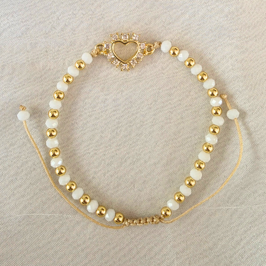 PULSERA CORAZÓN AJUSTABLE BLANCA