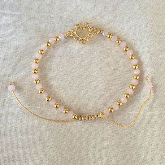 PULSERA CORAZÓN AJUSTABLE ROSA