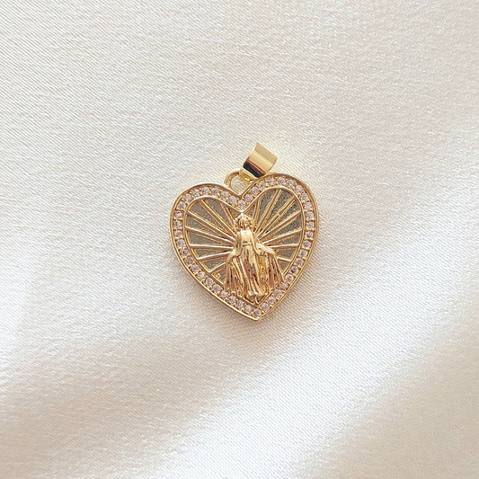 MEDALLA VIRGEN CORAZÓN CIRCONES