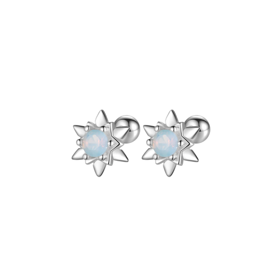 AROS SOL CIRCÓN CELESTE PLATA 925 TORNILLO ROSCO