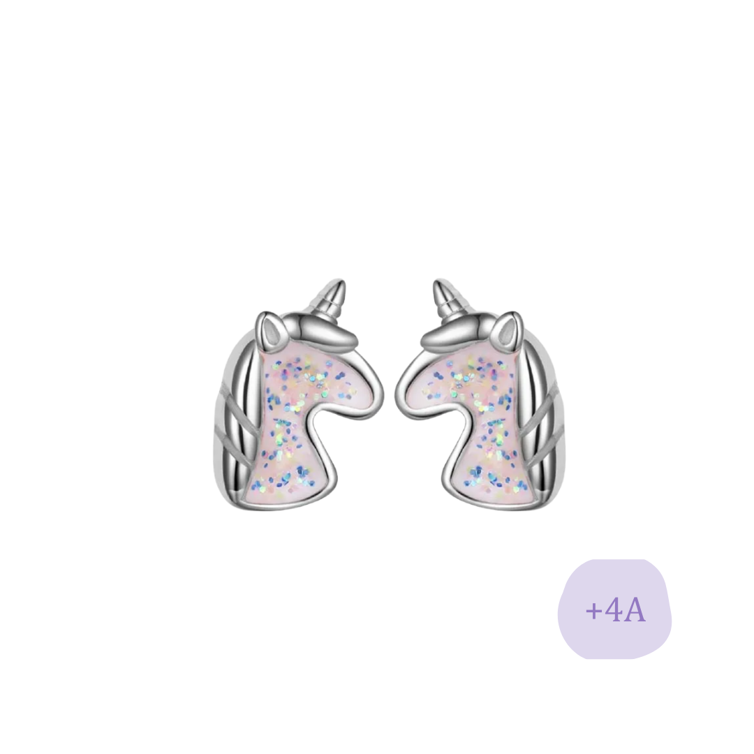 AROS UNICORNIO PLATA BRILLOS TORNILLO CLÁSICO