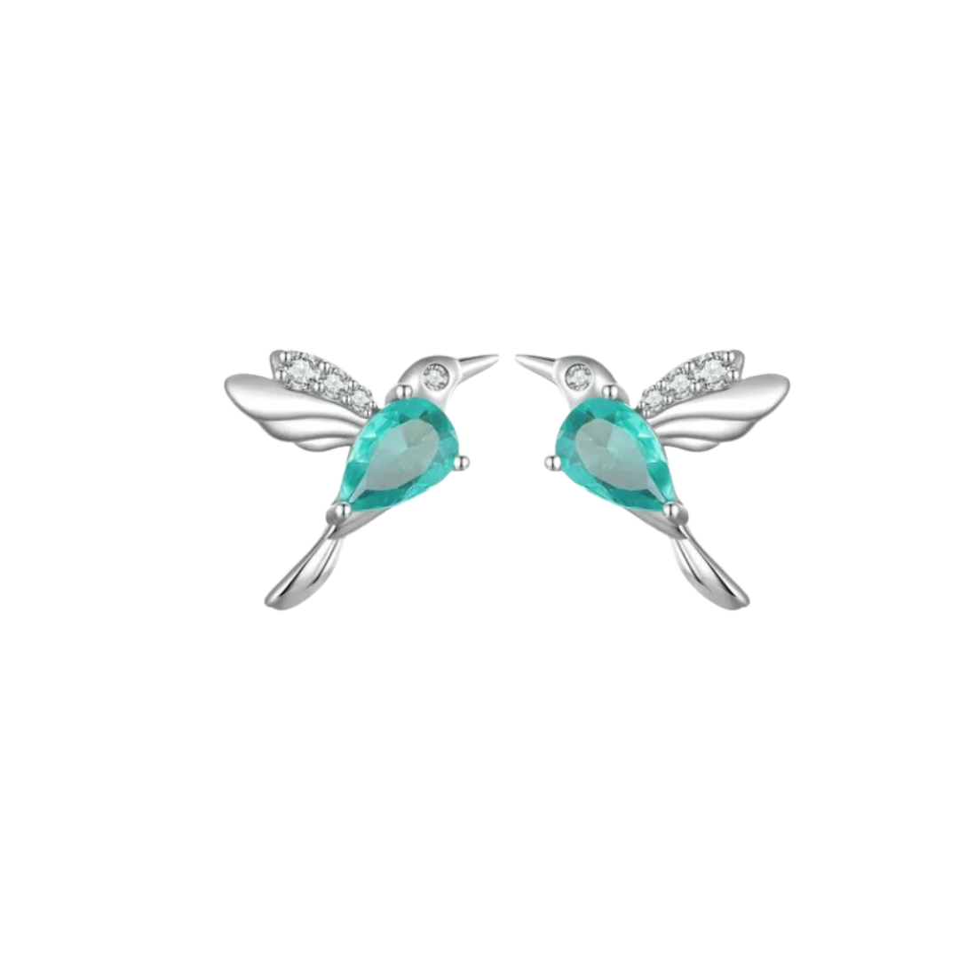 AROS COLIBRÍ PLATA 925 CIRCÓN ESMERALDA TORNILLO CLÁSICO