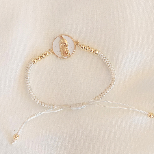 PULSERA VIRGEN AJUSTABLE BLANCA