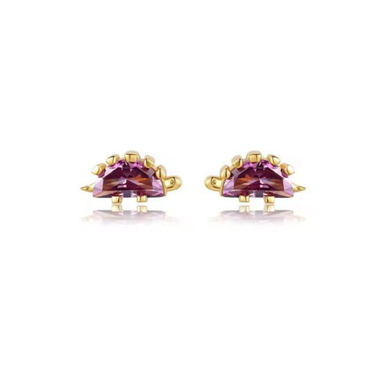 AROS DINOSAURIO CIRCÓN MORADO CHAPADO ORO TORNILLO CLÁSICO