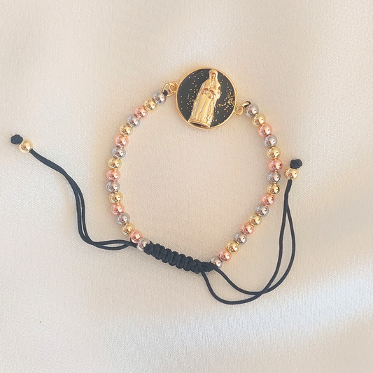 PULSERA VIRGEN AJUSTABLE NEGRA