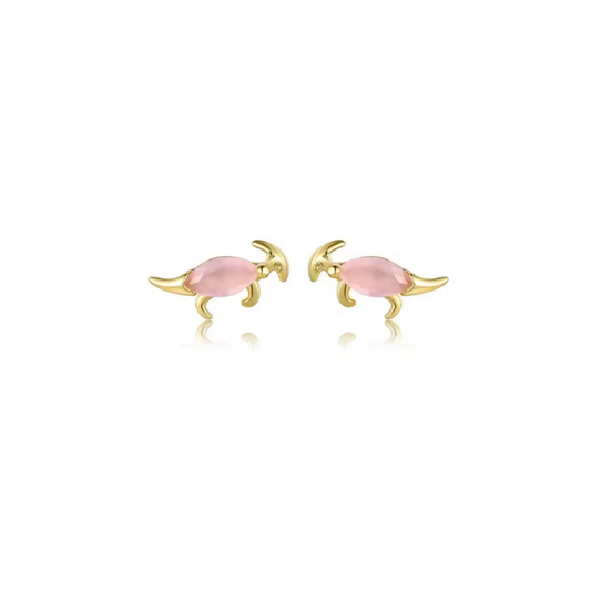 AROS DINOSAURIO CIRCÓN ROSA CHAPADO ORO TORNILLO CLÁSICO