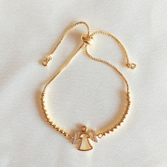 PULSERA ÁNGEL DE LA GUARDA CIRCONES BLANCOS