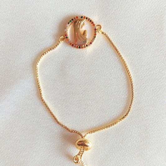 PULSERA VIRGEN NACAR CIRCONES DE COLORES