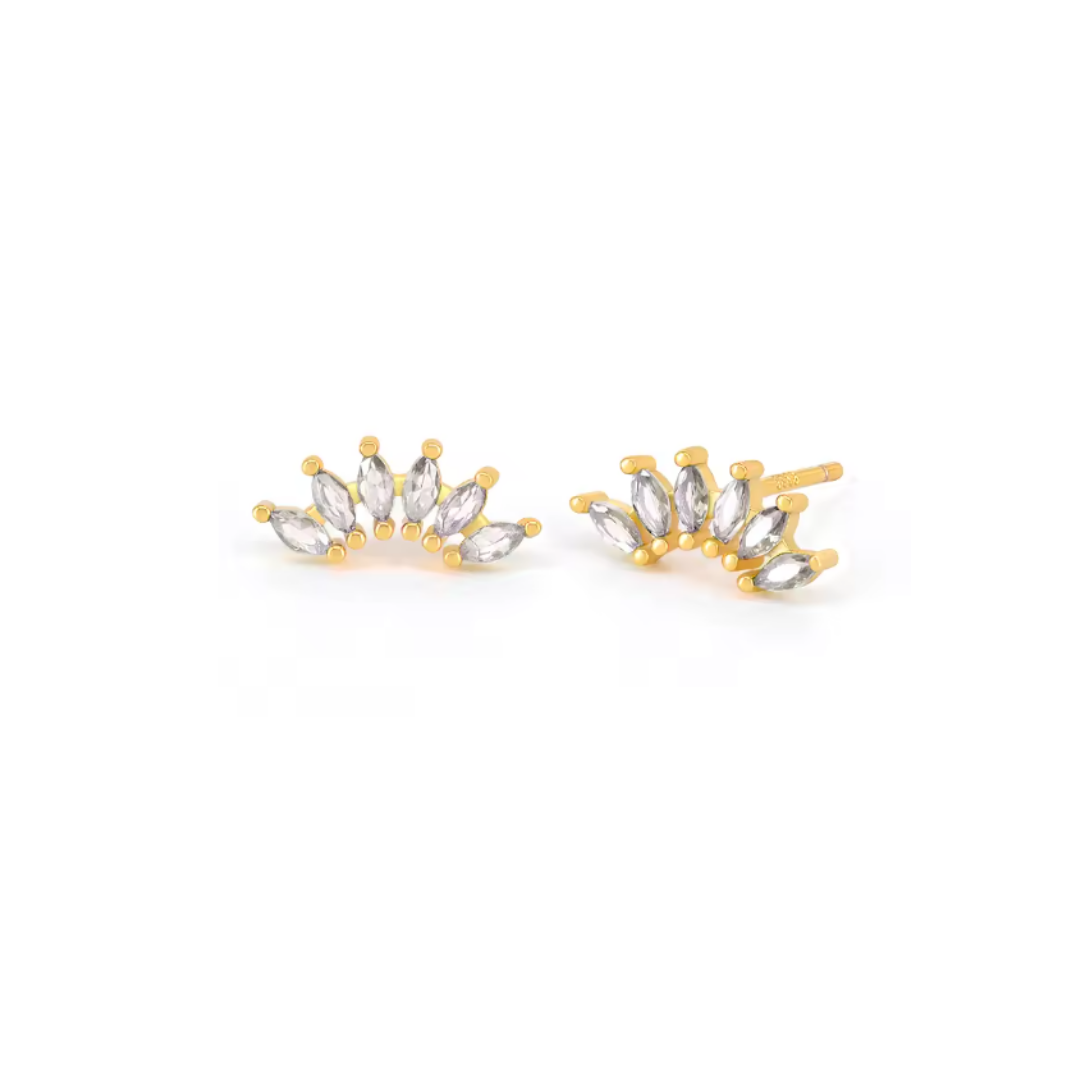 AROS CORONA DE CIRCONES BLANCO CHAPADO ORO TORNILLO CLÁSICO