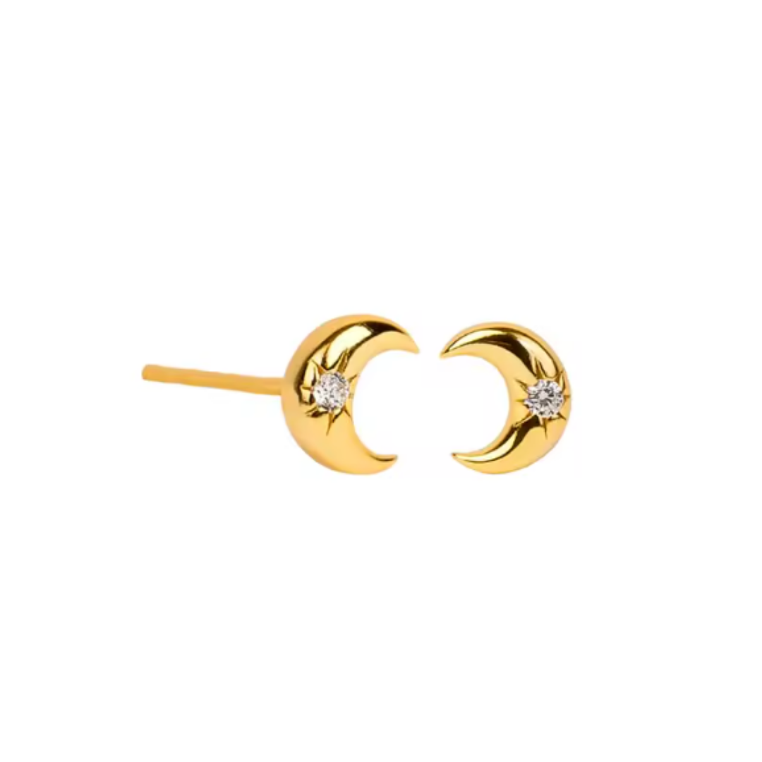 AROS LUNA CIRCÓN PEQUEÑO CHAPADO ORO TORNILLO CLÁSICO