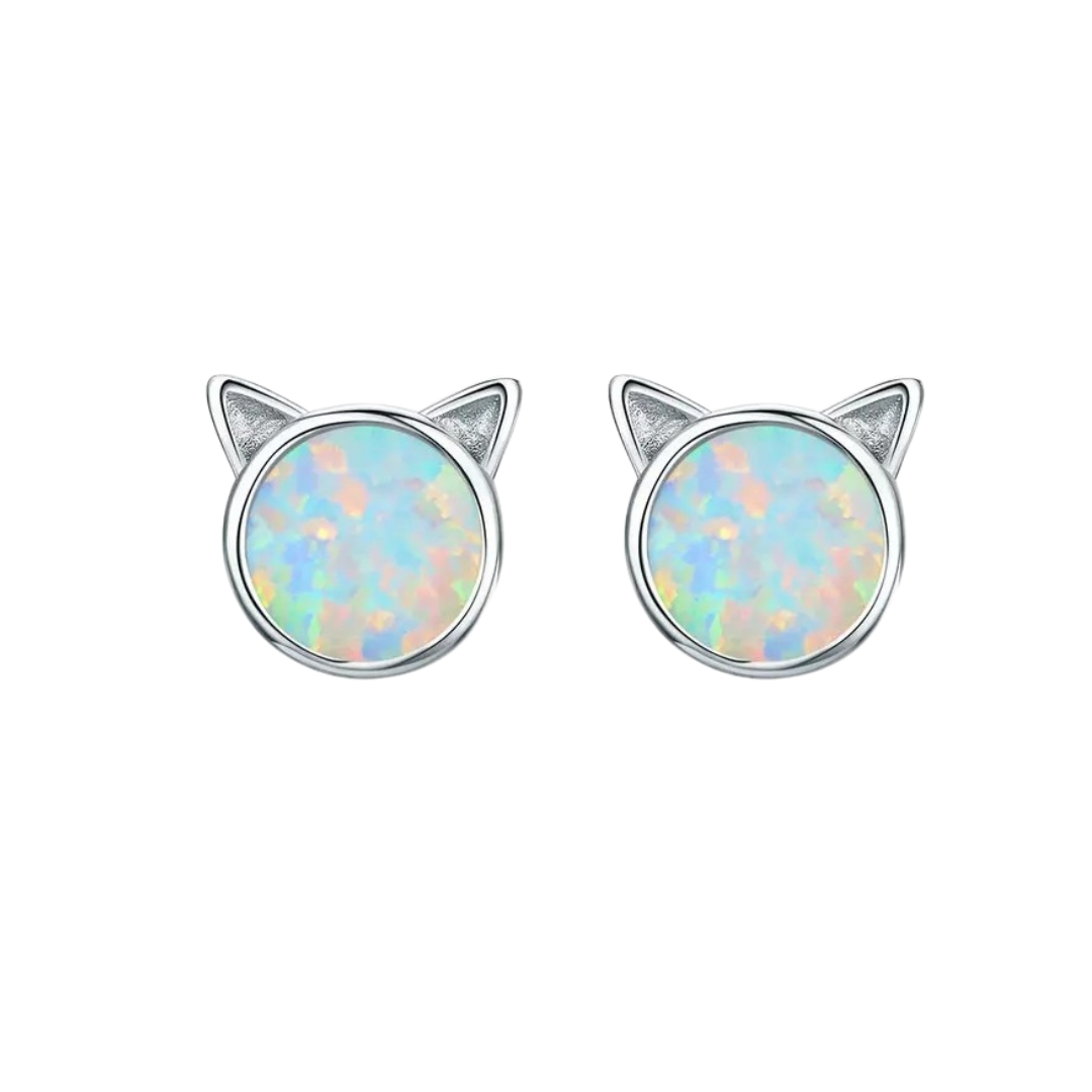 AROS GATITO ÓPALO - MARGARITA JOYERIA INFANTIL